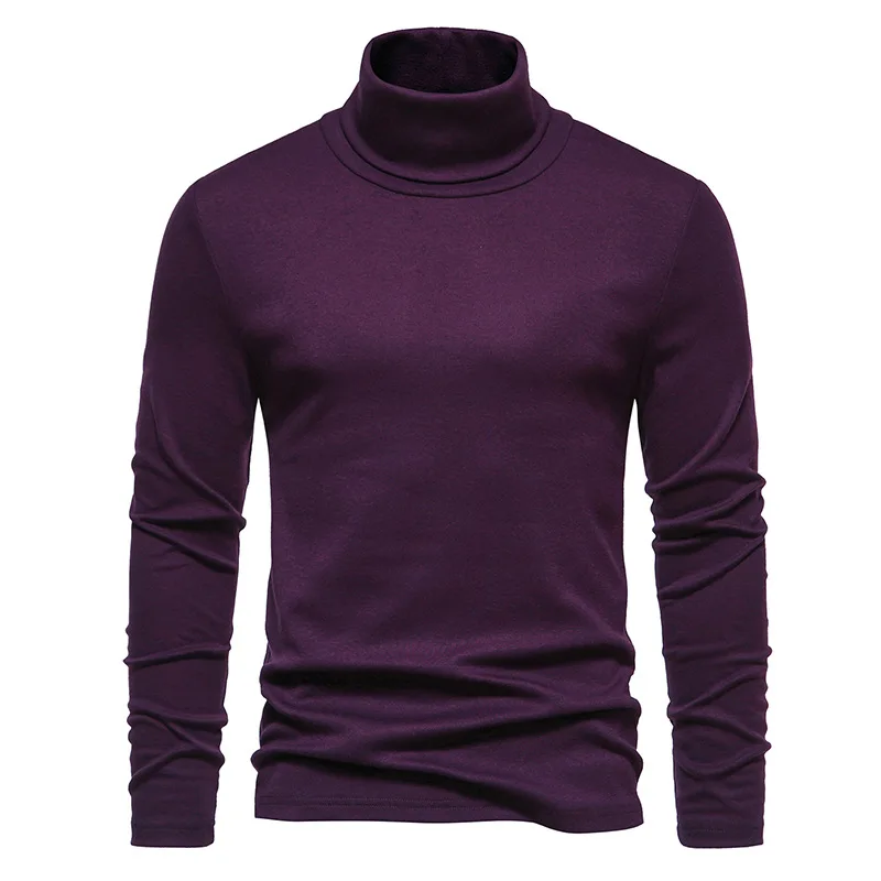 Top Trends: Mens Purple Turtleneck Sweater Autumn Winter Long Sleeve Warm Casual Basic Tops Slim Fit Warm Pullovers Undershirt Men 12 Colors Shoppable Styles