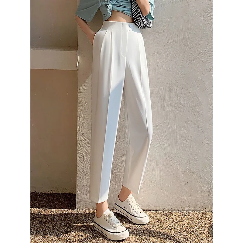 Top Trends: 2023 Spring And Autumn Seasons Fashion Trend Commuting Simple High Waist Slim Straight Tube Hanging Smoke Pipe Pants For Women Shoppable Styles