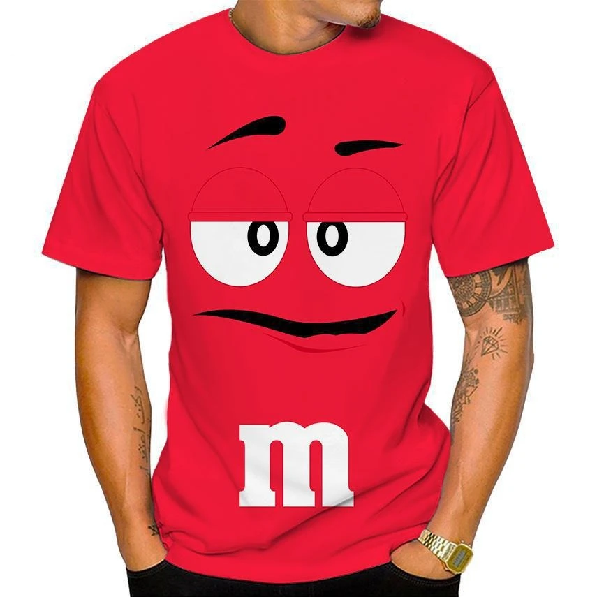 Top Trends: New 2023 Funny M&M's Chocolate Bean Cartoon 3D Printed T-shirt Unisex Casual Short Sleeve T-shirt Fashion Personalization Tops Shoppable Styles