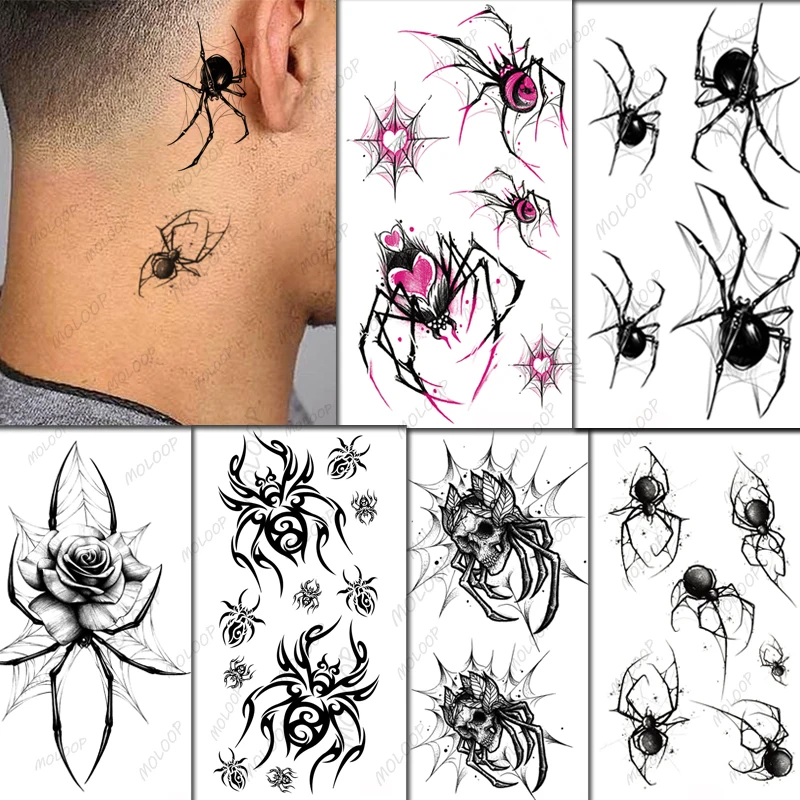 Top Trends: Waterproof Temporary Tattoo Sticker Spider Wolf Bird Cat Scorpion Fake Tatto Flash Tatoo Arm Chest Neck For Women Men Body Art Shoppable Styles