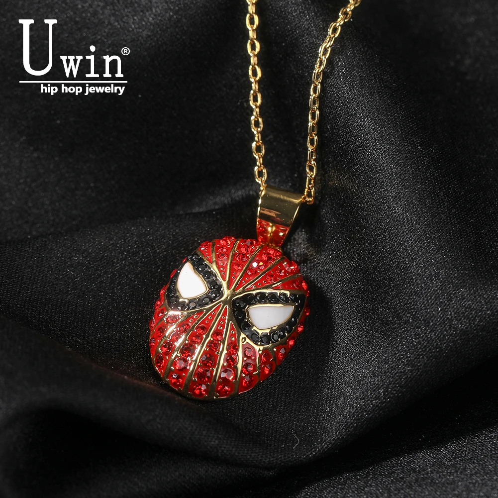 Top Trends: Uwin Red Face Mask Pendant Personalized Fashion Iced Out Cz Necklace Kawaii Y2k Lovely Jewelry Accessories For Women Kids Shoppable Styles