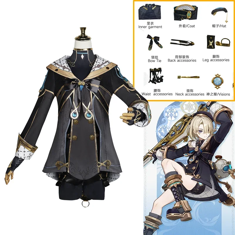 Top Trends: Anime Game Genshin Impact Freminet Cosplay Costume Hat Outfit Carnival Uniform Halloween Party Clothing Shoppable Styles