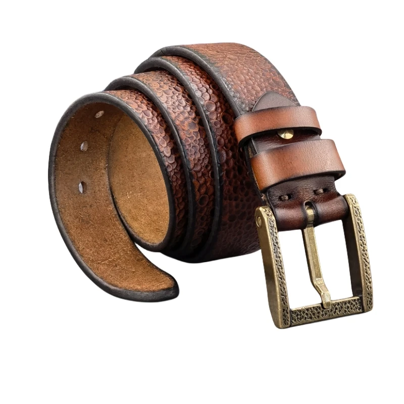 Top Trends: Luxury Super Thick Genuine Leather Belt For Men Retro Solid Brass Belt Buckle Ceinture Wide Vintage Waist Belt Male MBT0118 Shoppable Styles