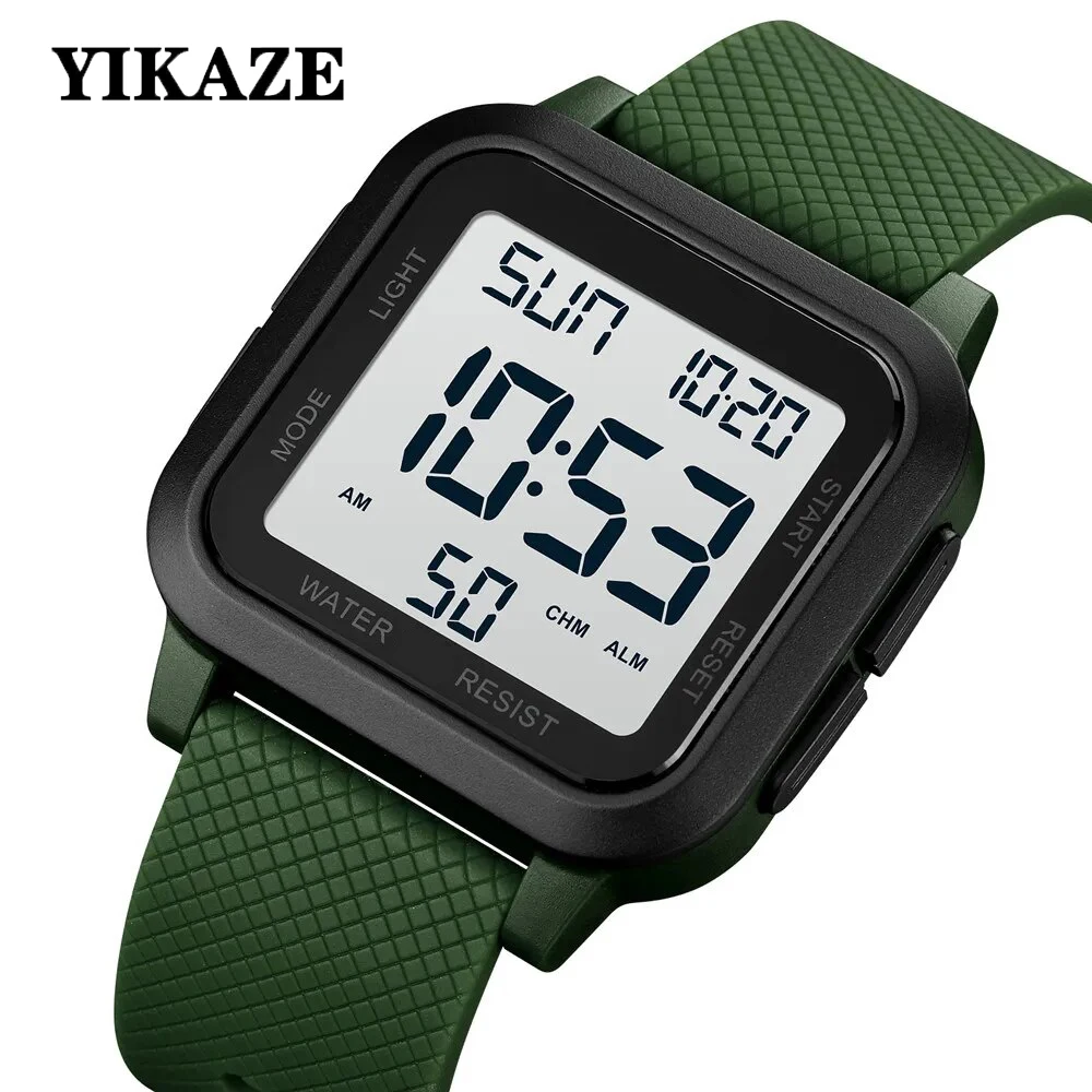 Top Trends: YIKAZE Sports Men Watch Retro Square Men&#039;s Digital Watch Multifunction Military Alarm Clock LED Wristwatch For Male Kids Gifts Shoppable Styles