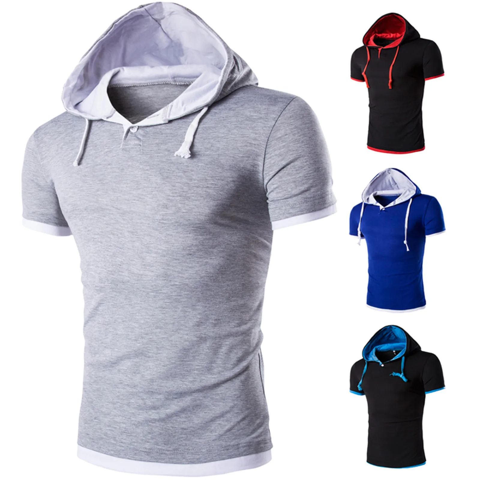 Top Trends: Men&#039;s Shirts Short Sleeve Men Fitness Muscle Hooded Bodybuilding Tight-drying T Shirt Tops Casual Summer Shirt For Men Clothing Shoppable Styles