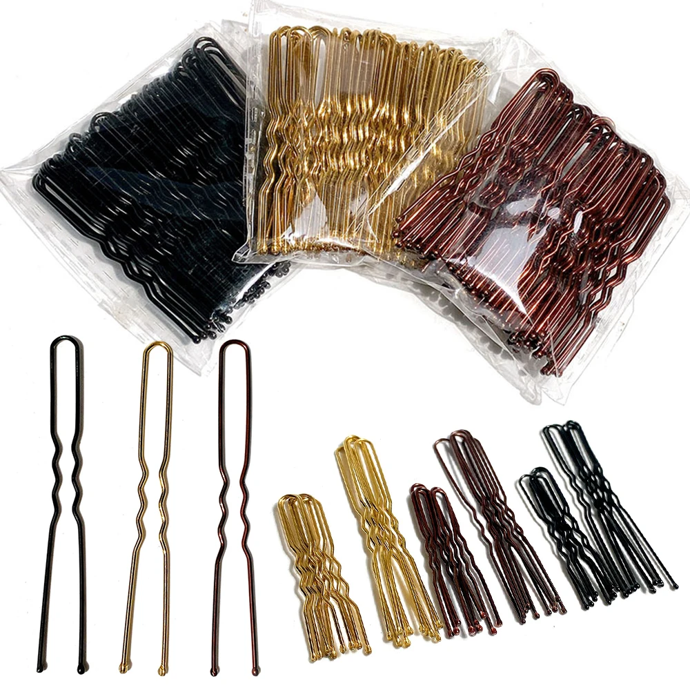 Top Trends: 50Pcs Women 5 / 6 / 7 Cm Hair Waved U-Shaped Bobby Pin Barrette Salon Grip Clip Bridal Hairpins Black Metal Hair Accessories For Bun Shoppable Styles