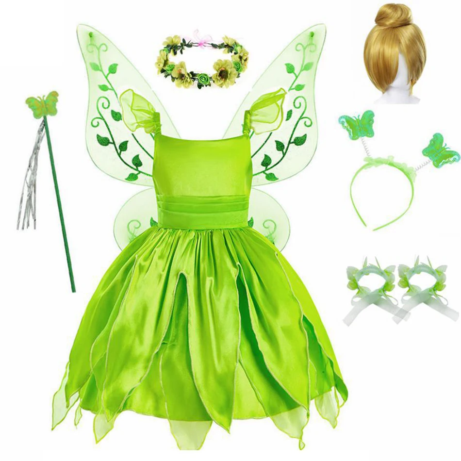 Top Trends: Girls Flower Fairy Dress Up Kids Princess Dress With Wings Halloween Princess Costume Elves Party Tinkerbell Tinker Bell Dress Shoppable Styles