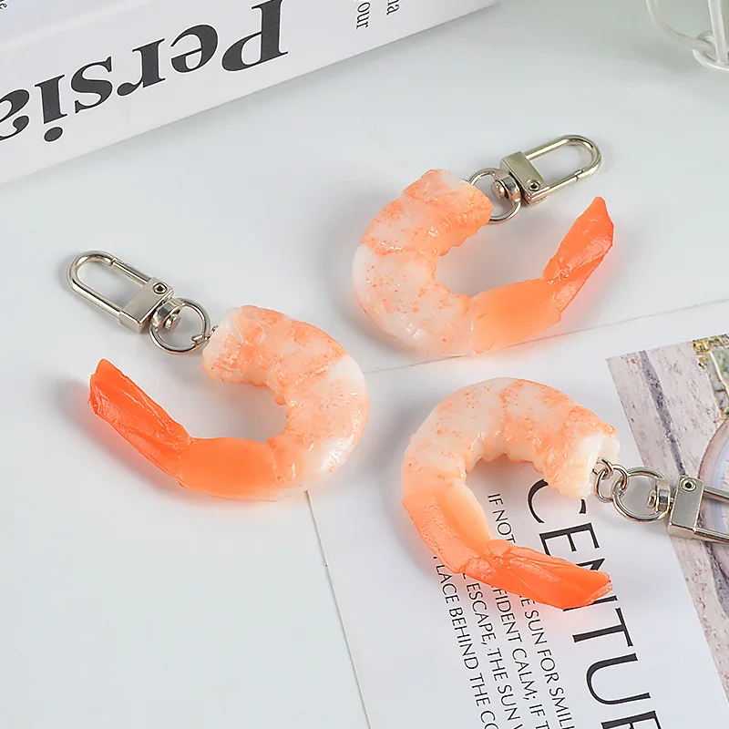 Top Trends: Silicone Simulation Shrimp Food Keychains Keyring For Women Men Gift Statement Unique Creative Bag Car Key Airpods Box Jewelry Shoppable Styles