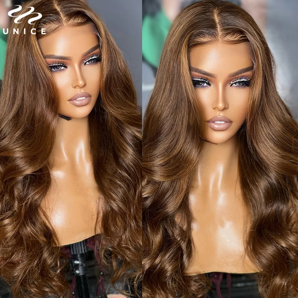 Top Trends: UNice Hair #4 Chocolate Brown Color Body Wave Lace Front Wig 180% Density 13x4 Lace Frontal Human Hair Wigs For Women Shoppable Styles