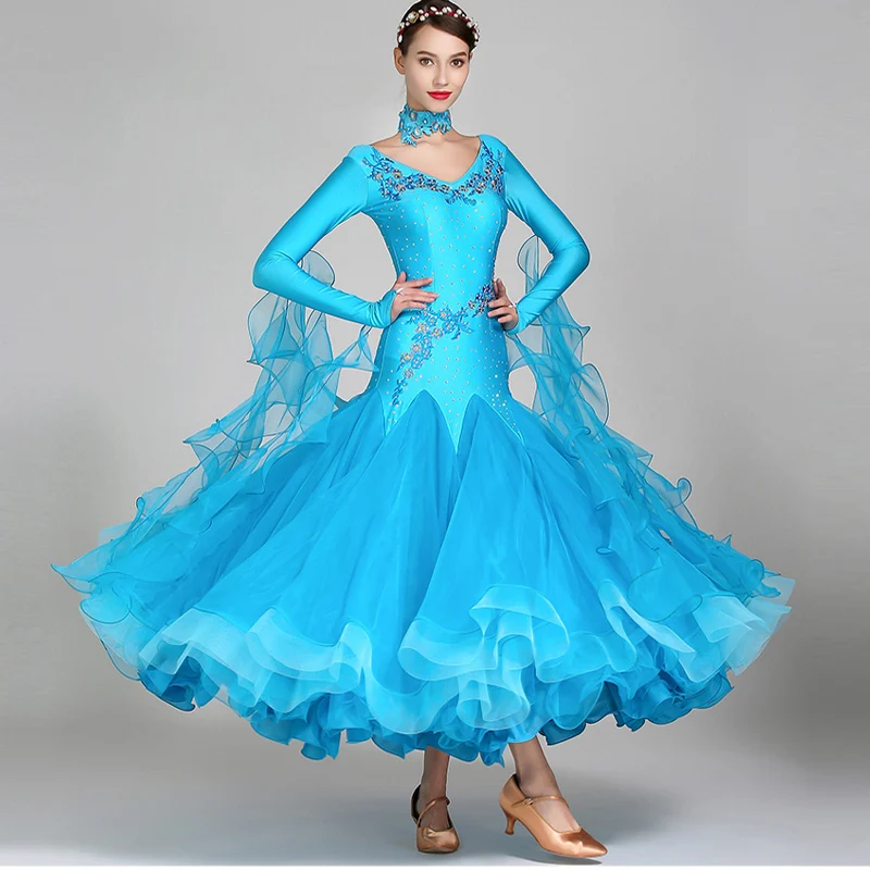 Top Trends: 10 Colors Costumes Ballroom Dance Dress For Women Competition Dresses Standard Dancing Clothes Long Sleeve Shoppable Styles