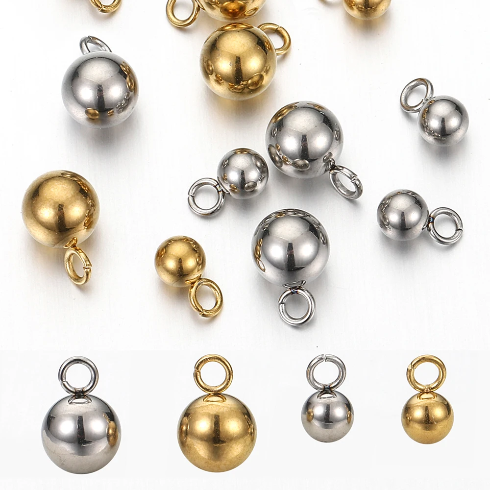 Top Trends: 20-40pcs Stainless Steel Beads Solid Ball Charms For Necklace Bracelet Jewelry Making DIY Earrings Gold Bead Pendants Shoppable Styles