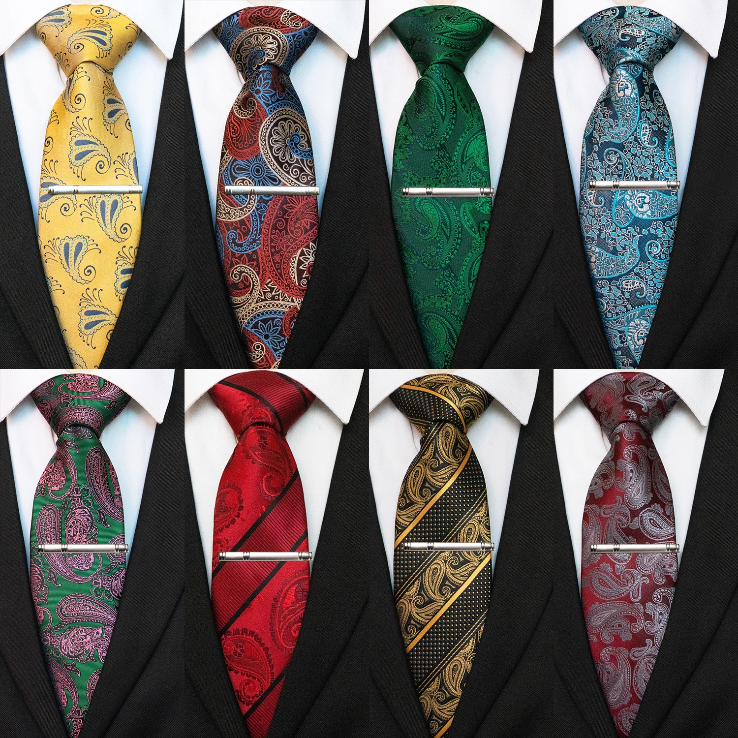 Top Trends: Classic Men&#039;s Tie Silk Paisley Necktie Red Blue Purple Wedding Accessories Neck Tie Set Handkerchief Cufflinks Gift For Men Shoppable Styles