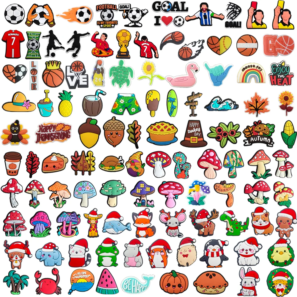 Top Trends: 108Pcs / Set Wholesale Animal PVC Shoe Charm Accessories Basketball Football Decorations Kids Boy Party Halloween Gift Shoppable Styles