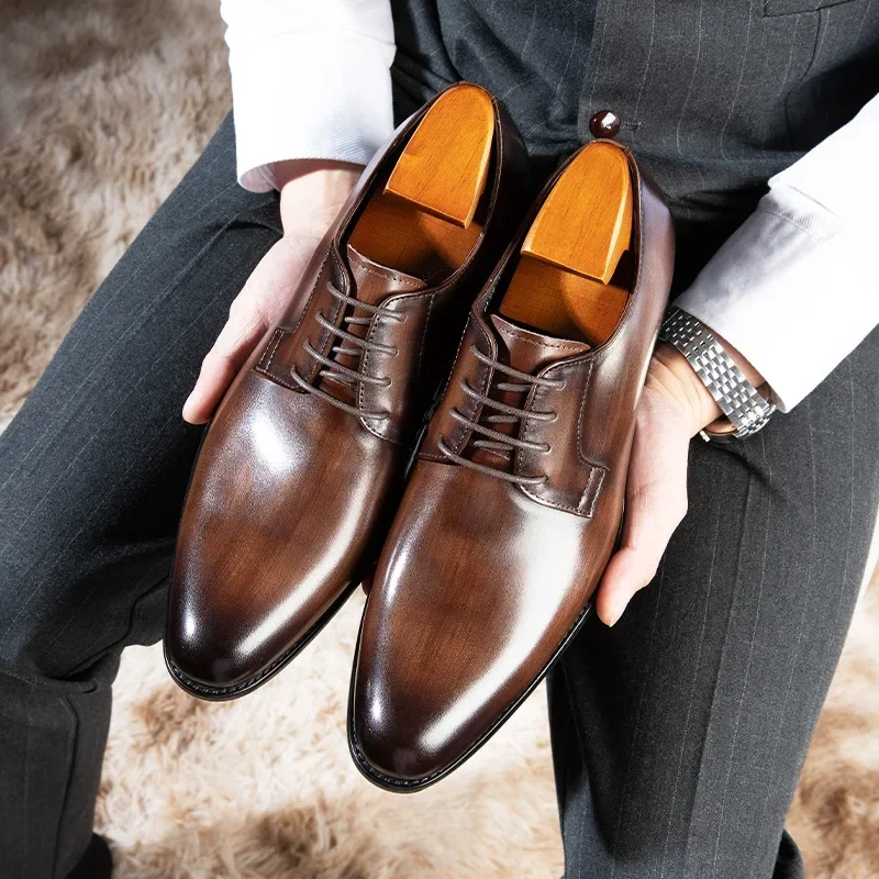 Top Trends: Luxury Mens Leather Shoes High Quality Men's Shoes Pointed Oxford Wedding Leather Men Dress Shoes 2023 Gentleman Office Man Shoe Shoppable Styles