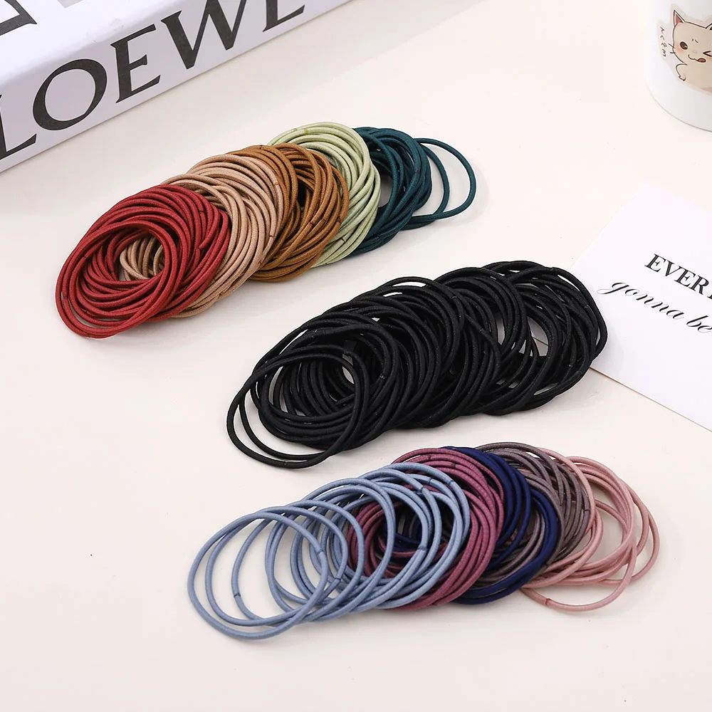 Top Trends: New 100PCS / Lot Women Girls Candy Colors Nylon 5CM Rubber Bands Safe Elastic Hair Bands Ponytail Holder Kids Hair Accessories Shoppable Styles