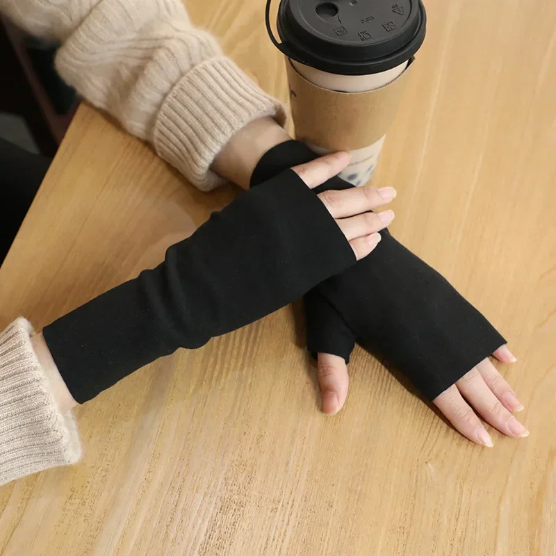 Top Trends: Women Autumn Winter Warm Half-finger TouchScreen Gloves Sports Cycling Mittens Women's Solid Soft Velvet Work Driving Gloves Shoppable Styles