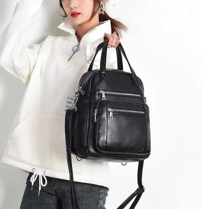 Top Trends: Women Backpack High Quality Leather Fashion School Backpacks Female Feminine Casual Large Capacity Girls' School Backpack Shoppable Styles