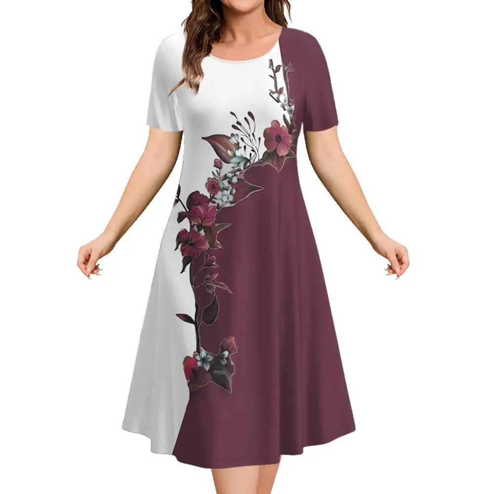 Top Trends: 2023 New Women‘s Dresses 3d Flowers Pattern Short Sleeve Tops Casual Fashion A-Line Skirt Summer Lady Oversized Vacation Dresses Shoppable Styles