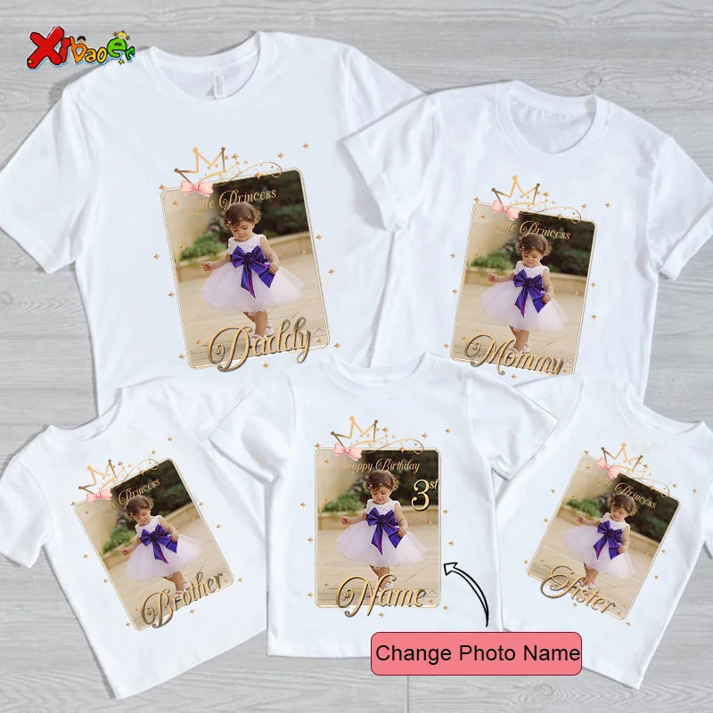 Top Trends: Girl Family Birthday Shirt Princess Crown Birthday Photo Shirt Custom Name Tee Picture Tshirt Girl Matching Outfits Holiday Gift Shoppable Styles