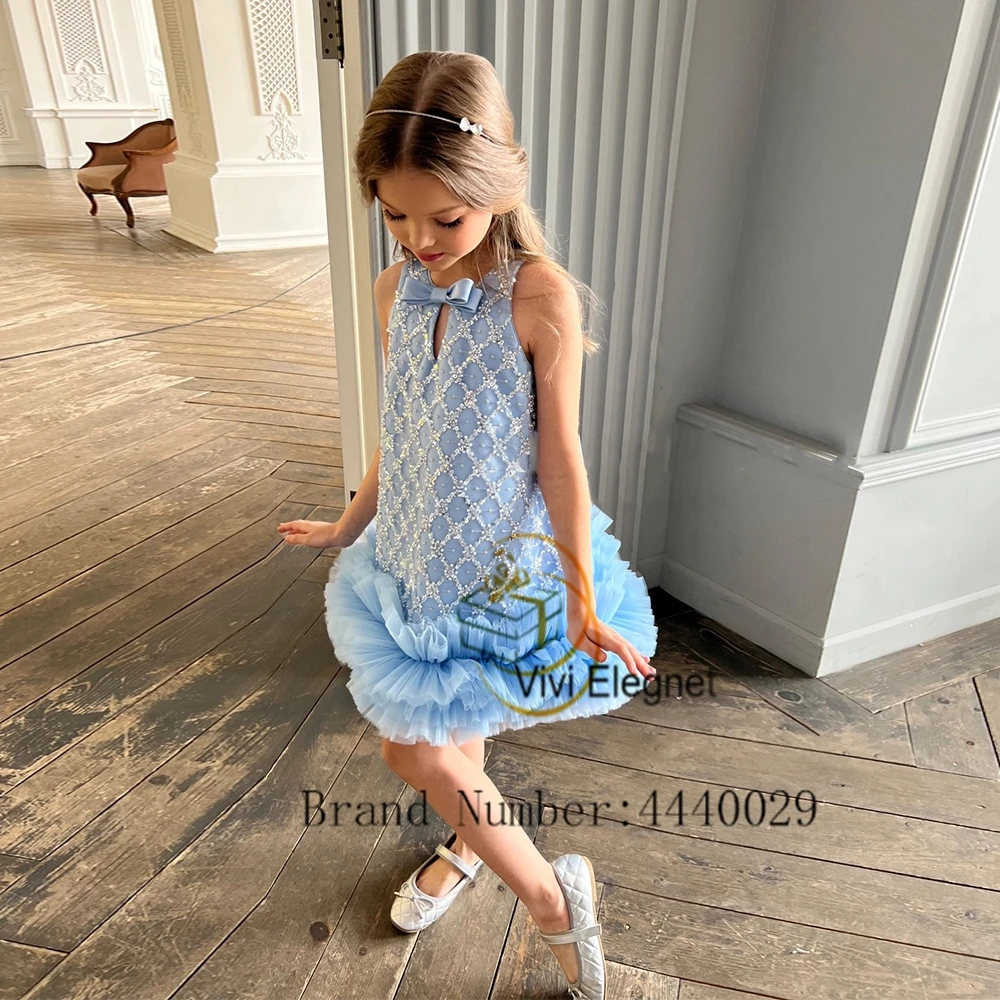 Top Trends: Spaghetti Strap Knee Length Flower Girl Dresses 2023 Summer Sleeveless Sequined Communion New Wedding Party Gowns With Bow Shoppable Styles