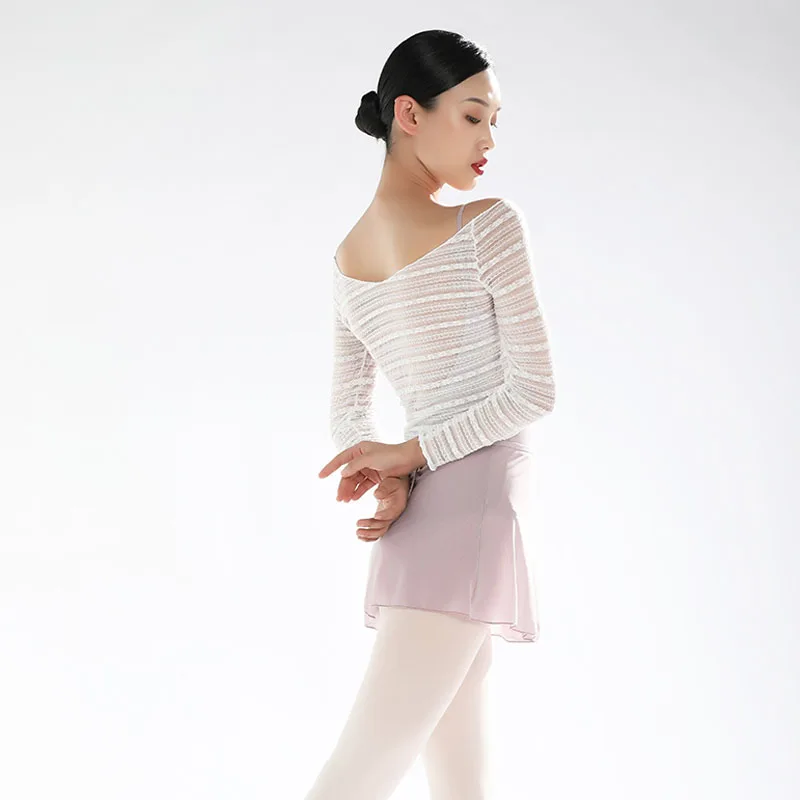 Top Trends: Women Modern Dance Tops Ballet T Shirt Long Sleeves Ballet Practice Flower Net Classic Costumes For Dancing Tops Dancewear Shoppable Styles - Image 4