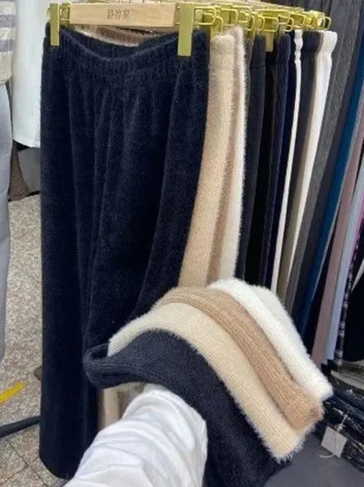 Top Trends: Winter Big Size 5xl Knit Imitation Mink Pants Warm Womens Wide Leg Trousers Korean Fashion Thick Velvet Straight Sweatpants New Shoppable Styles - Image 3