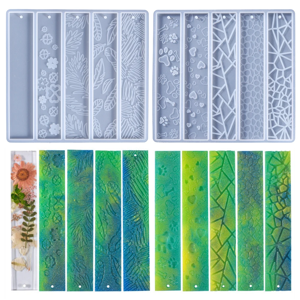 Top Trends: Leaves Flower Bookmark Silicone Mold Wave Rectangle Bookmark Epoxy Resin Casting Molds For DIY Epoxy Resin Crafts Making Tools Shoppable Styles