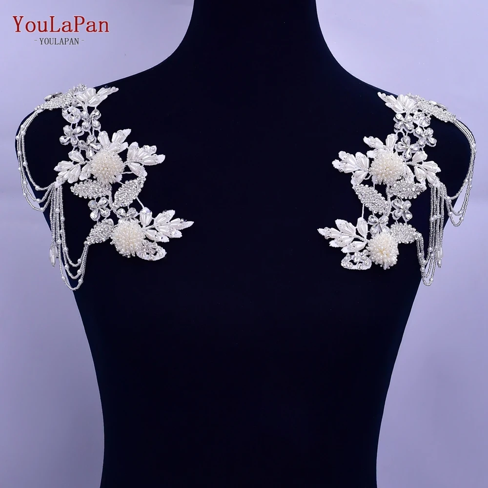 Top Trends: YouLaPan S482 Pearl Flower Shoulder Decorative Patch Tassel Beaded Clothing Epaulette For Wedding Dress Accessories Applique Shoppable Styles