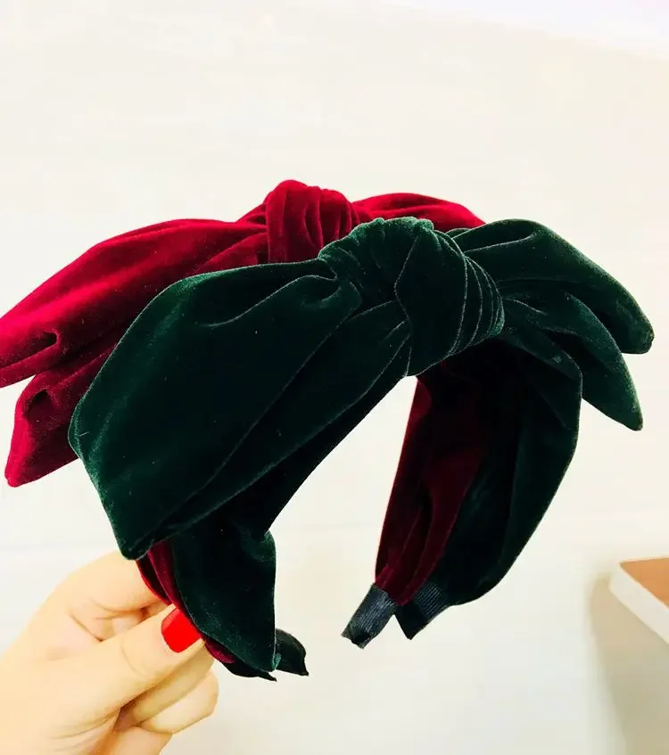 Top Trends: Helisopus Vintage Thick Knot Headbands For Women Velvet Retro Big Bow Hairband Women Fashion Hair Accessories Shoppable Styles