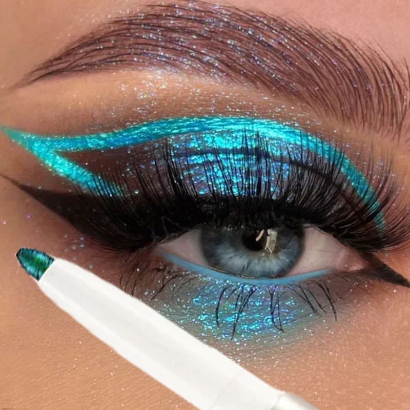 Top Trends: Glitter Metallic Eye Shadow Waterproof Shiny Chrome Eyeliner Pencil Pearl Green Gold Purple Lying Silkworm Pen Makeup Cosmetics Shoppable Styles