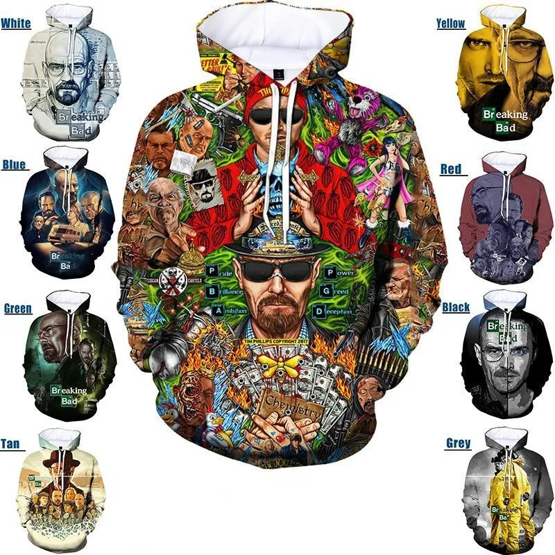 Top Trends: Men&#039;s And Women&#039;s New &quot;breaking Bad&quot; 3d Printed Hoodie Casual Pullover Fashion Personality Sweater Fall Harajuku Hoodie Shoppable Styles