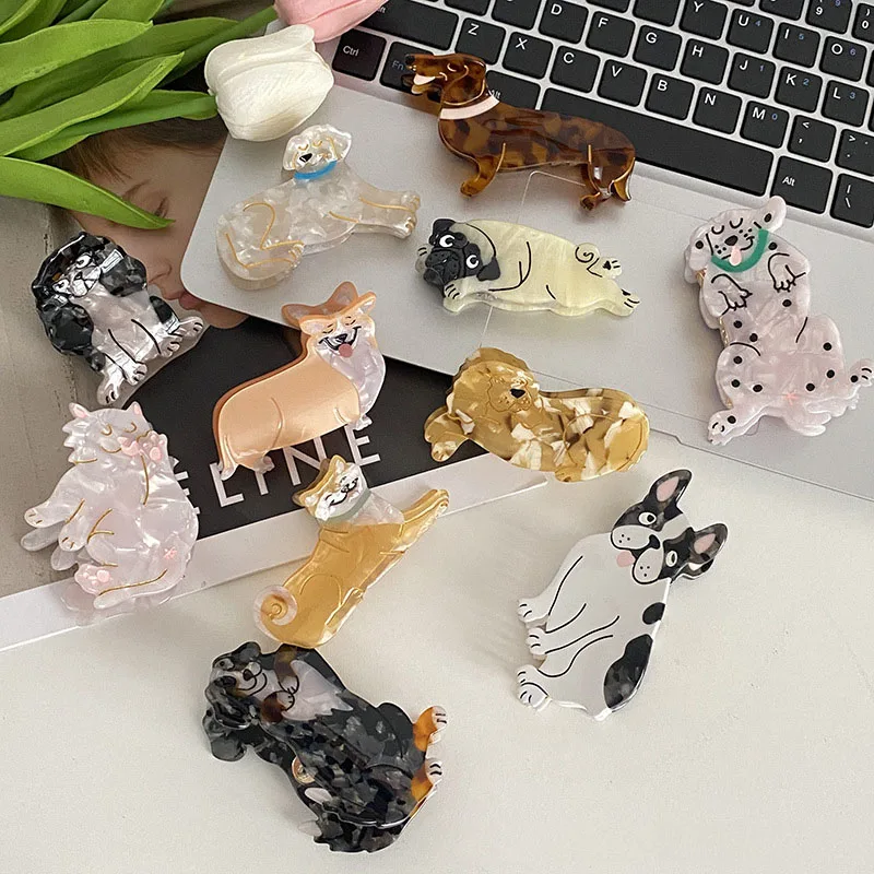 Top Trends: Muweordy Cartoon Animal Hair Clip Women Acetate Claw Clip Cute Pet Dog Crab Hair Clip For Girl Women&#039;s Hairpin Hair Accessories Shoppable Styles