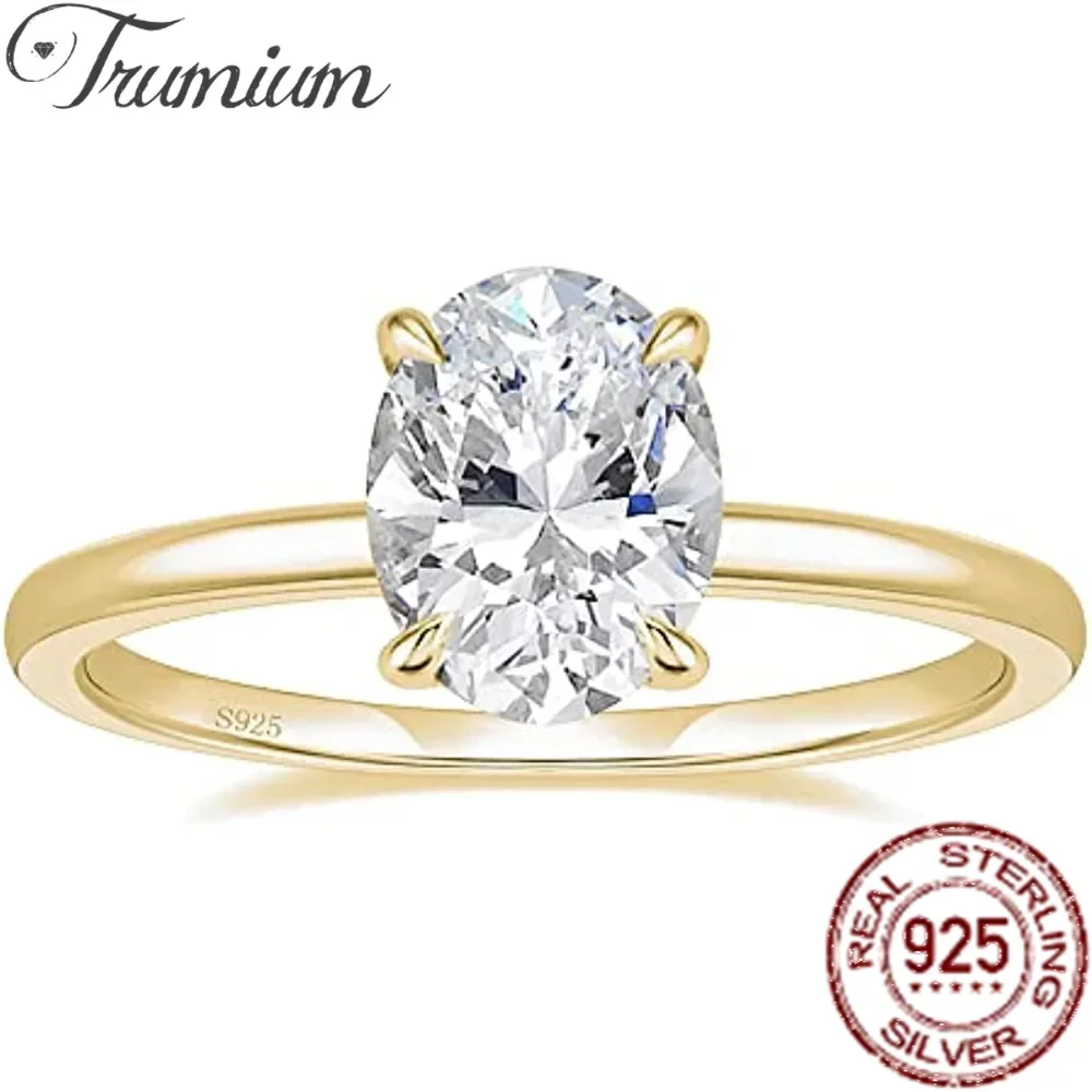 Top Trends: Trumium 3CT 925 Sterling Silver Engagement Rings Oval Cut Solitaire Cubic Zirconia CZ Wedding Promise Rings For Women Size 3-11 Shoppable Styles