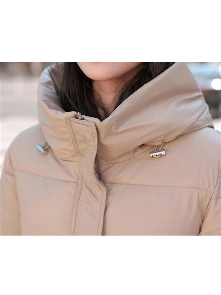 Top Trends: Blue Glossy Free Wash Down Cotton Coat For Women Long Thick Warmth Hooded Parkas 2022 Winter New Korean Loose Clothing Feminine Shoppable Styles - Image 6