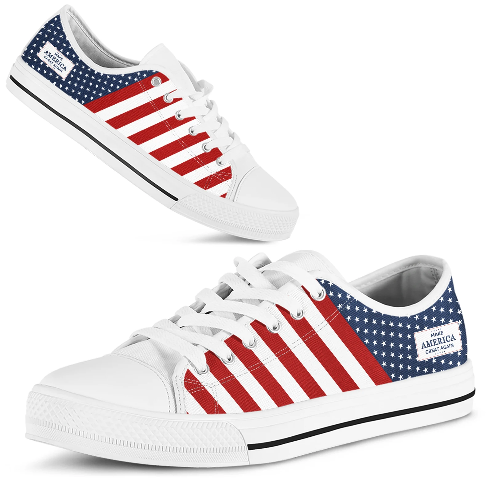 Top Trends: BKQU American Flag MAGA Fourth Of July Women Summer Canvas Vulcanized Shoes Casual Flats Plus Size 45 / 46 Shoppable Styles