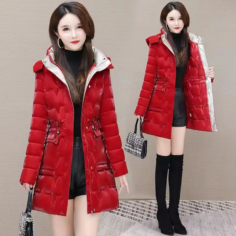 Top Trends: New Winter Jacket Women Glossy Thick Down Cotton Jacket Women Coat Hooded Ladies Long Waterproof Parka Female Outwear Coat Shoppable Styles