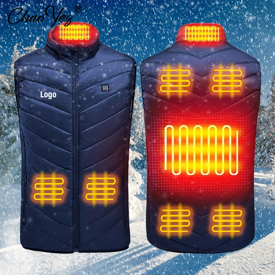 Top Trends: DIY Logo Men USB Infrared 17 Heating Areas Vest Jacket Women Winter Electric Heated Vest Waistcoat For Male Sports Hiking 6XL Shoppable Styles