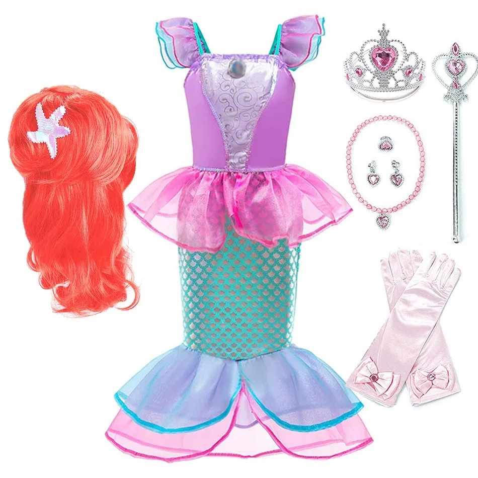 Top Trends: Girl Ariel Dress Kids Little Mermaid Costume Children Christmas Carnival Birthday Party Fancy Princess Outfit Summer Clothes Shoppable Styles