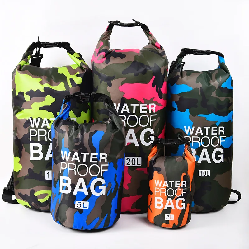 Top Trends: 2L / 20L / 30L Outdoor Camouflage Polyester Dry Bag Waterproof Shoulder Bucket Lightweight Drifting Beach Swimming Pool Bag X413A Shoppable Styles