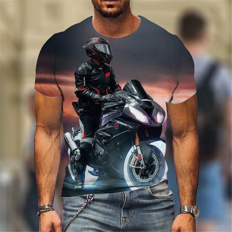 Top Trends: Fashion Street Motorcycle Men T-Shirts Hot Selling Locomotive Pattern 3D Printed Short Sleeve Tees Moto & Biker Hip Hop Man Tops Shoppable Styles - Image 2