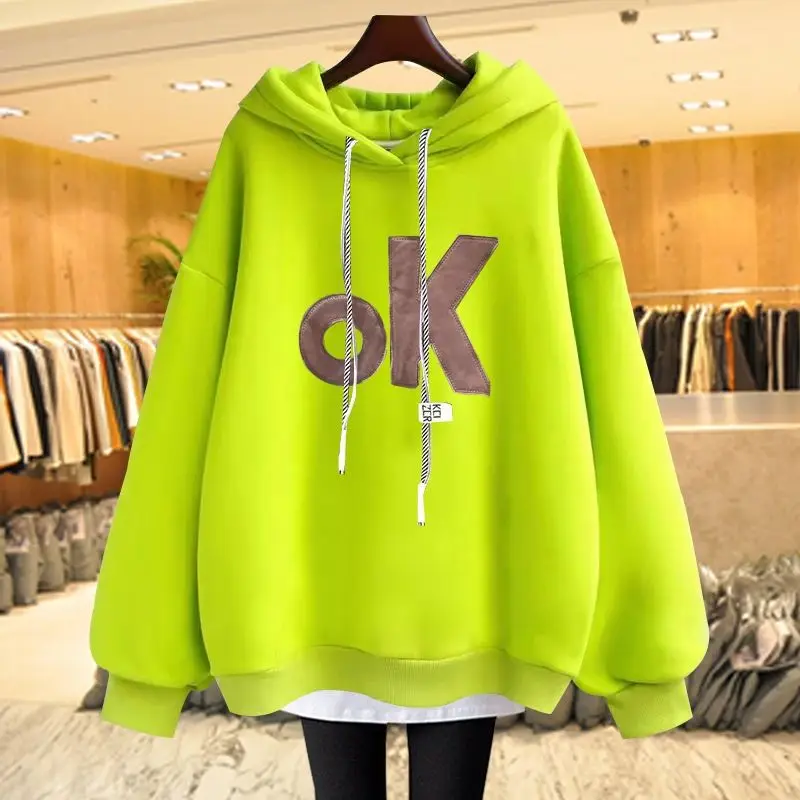 Top Trends: Women Clothing Autumn Winter Oversized Hoodies 2023 New Fleece Printed Casual Loose Sweatshirts Female Hooded Simple Pullovers Shoppable Styles