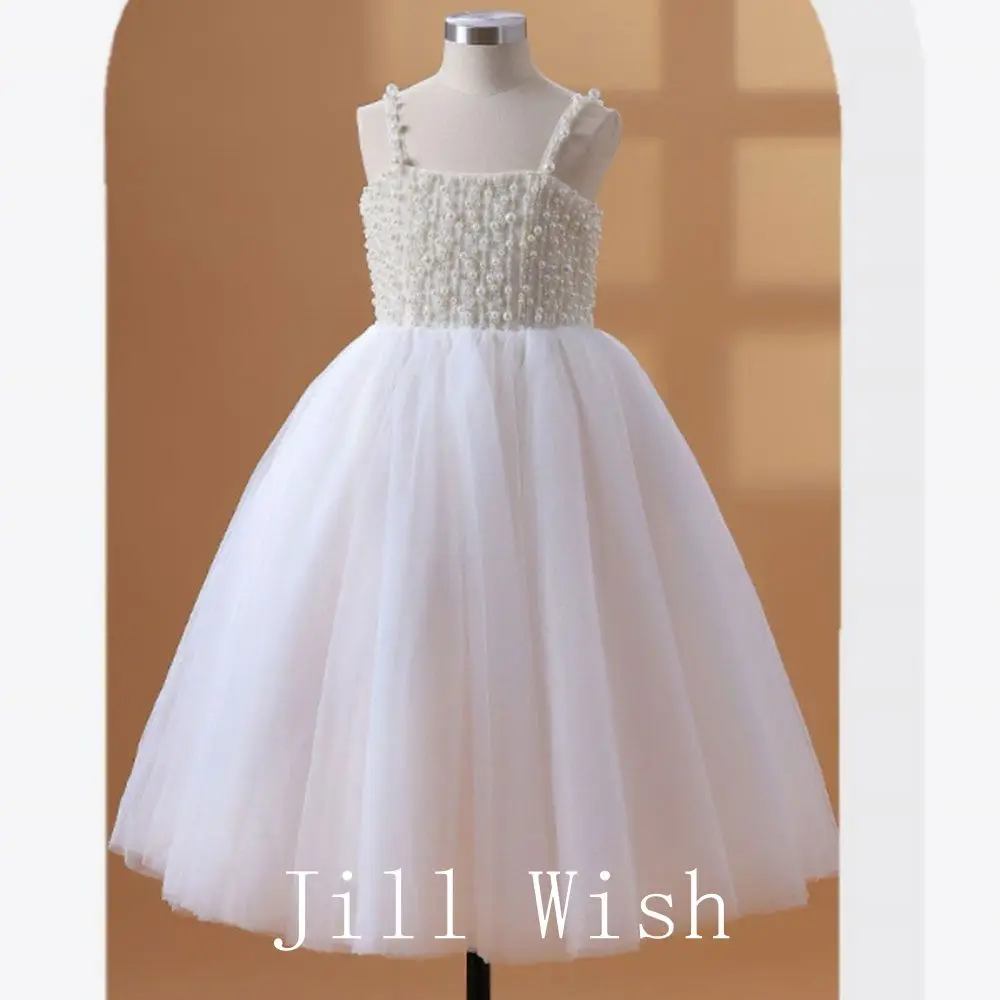 Top Trends: Jill Wish Luxury Dubai White Flower Girl Dress Pearls Princess Baby Kids Wedding Birthday Party Evening Gown Communion 2024 J229 Shoppable Styles