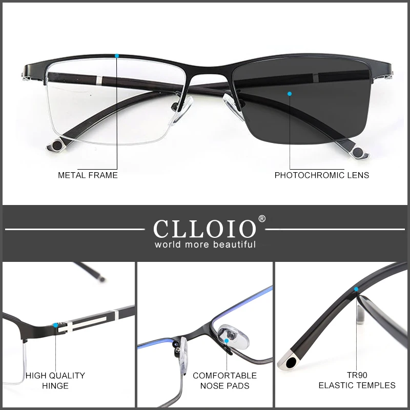 Top Trends: CLLOIO Photochromic Reading Glasses Men Progressive Multifocal Anti Blue Light Reading Glasses TR90 Hyperopia Presbyopia Glasses Shoppable Styles - Image 5