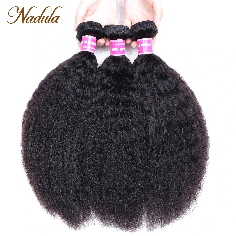 Top Trends: Nadula Hair 8-26 Inch Kinky Straight Hair Bundles 100% Human Hair Bundles 1 / 3 / 4 Remy Hair Weave Bundles Natural Color Shoppable Styles