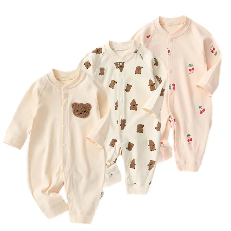 Top Trends: Autumn Cotton Baby Romper Cute Bear Jumpsuits Solid Color Spring Newborn One-Pieces Clothing For Boys Girls Infant Onesie 0-18M Shoppable Styles