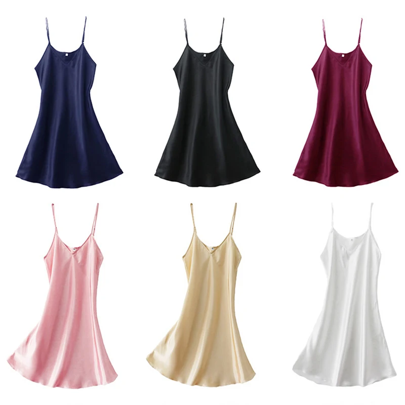 Top Trends: Summer New Ice Silk Nightgown Women Sexy Backless Halter Pajamas Thin Plus Size Solid Color Home Wear Female Night Wear Lingerie Shoppable Styles