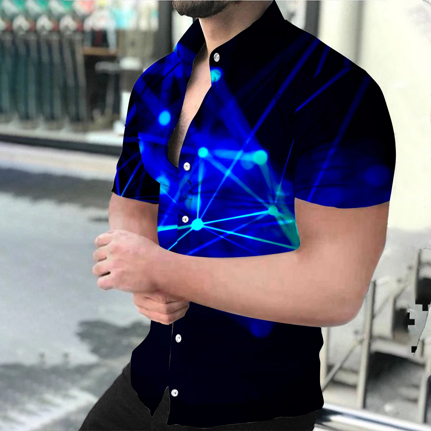 Top Trends: Summer Fashion Men&#039;s Social Shirts Turn-down Collar Buttoned Shirt Casual Starry Sky Print Short Sleeve Tops Mens Clothing S-4XL Shoppable Styles