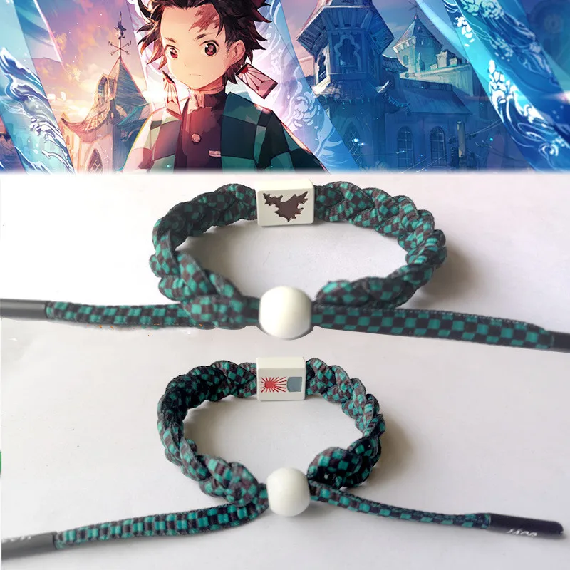 Top Trends: Anime Demon Slayer Cosplay Kamado Tanjirou Kamado Nezuko Bracelet Hand-Knitted Anime Bracelet Couple Accessories Christmas Gift Shoppable Styles