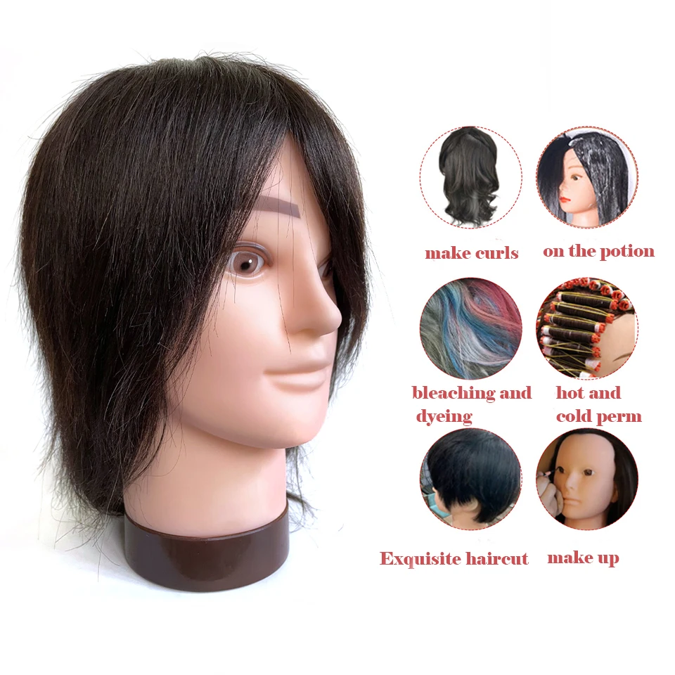 Top Trends: 8inch 100% Real Human Hair Male Mannequin Head With For Practice Hairstyles Professional Styling Hairdressing Training Heads Shoppable Styles