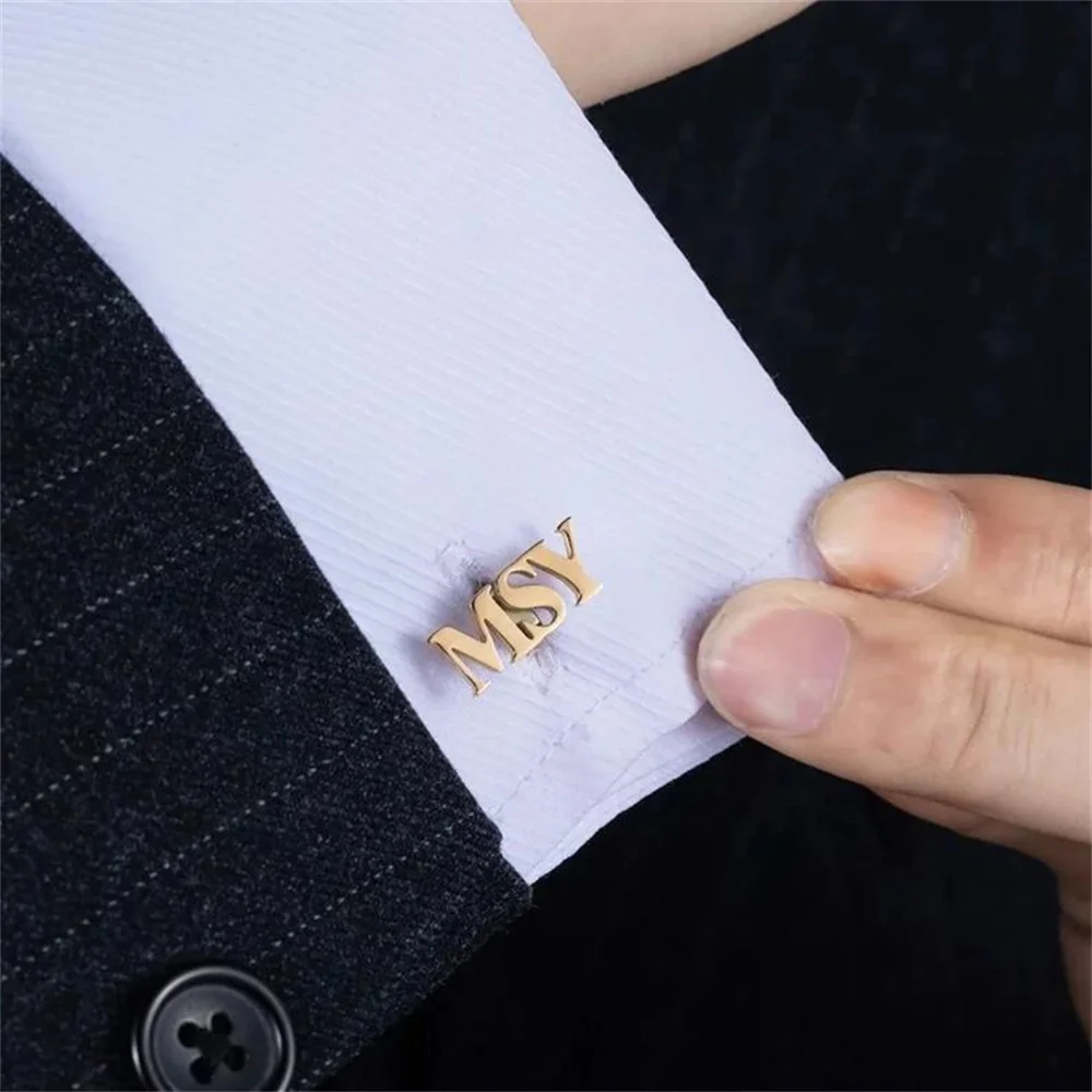 Top Trends: Custom Name Cuff Links Personalised Initials Cuff Links Letter Cufflink Nameplate Cuff Links Wedding Anniversary Gift For Men Shoppable Styles - Image 2